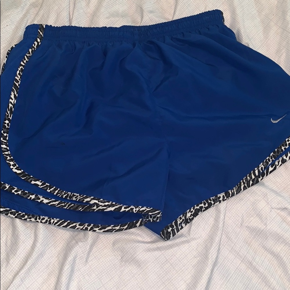 Blue and cheetah bordered Nike Dri-fit shorts